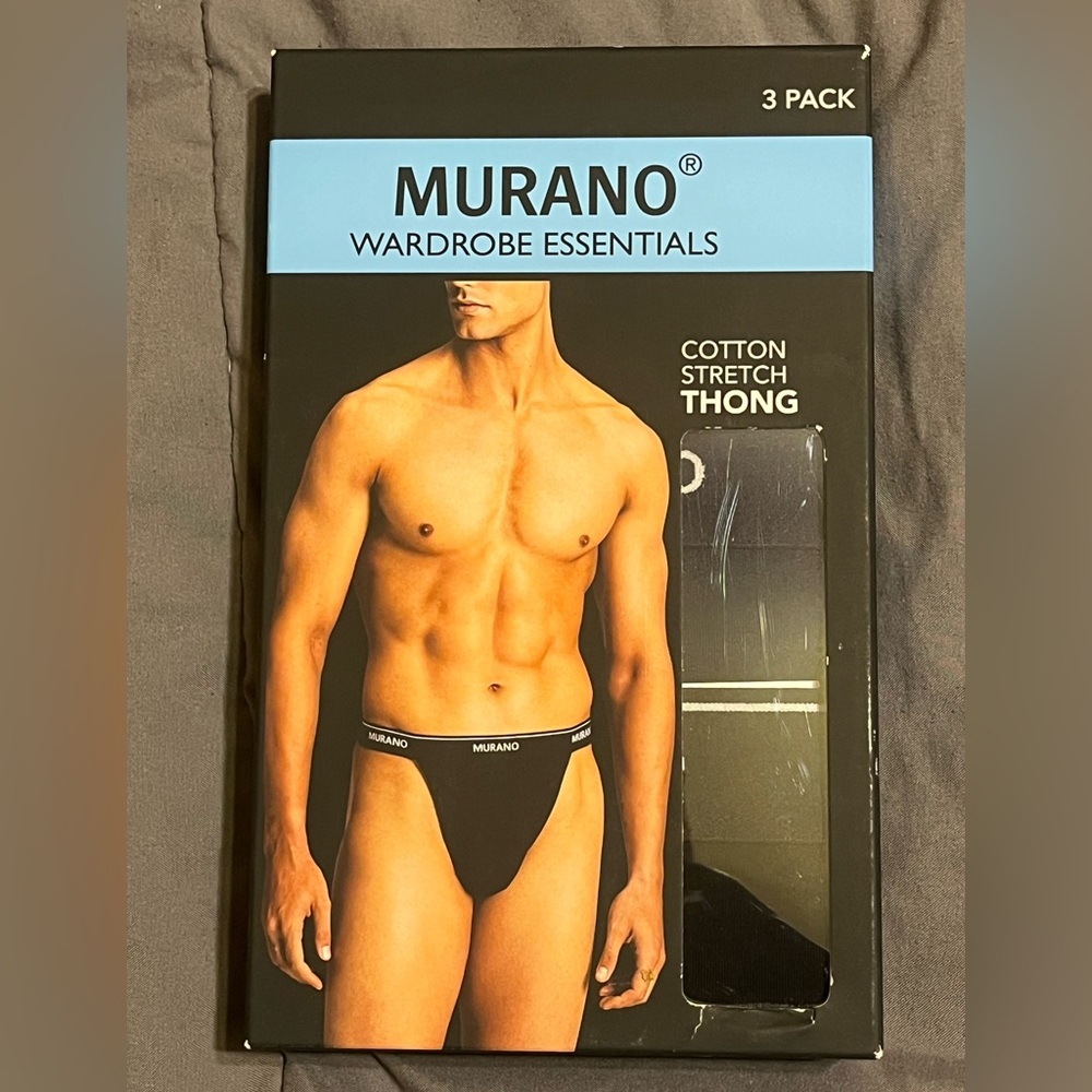 Murano Black Cotton Stretch Thong
